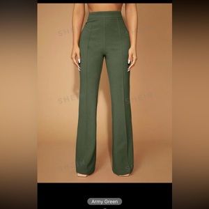 SHEIN army green flare leg pants med